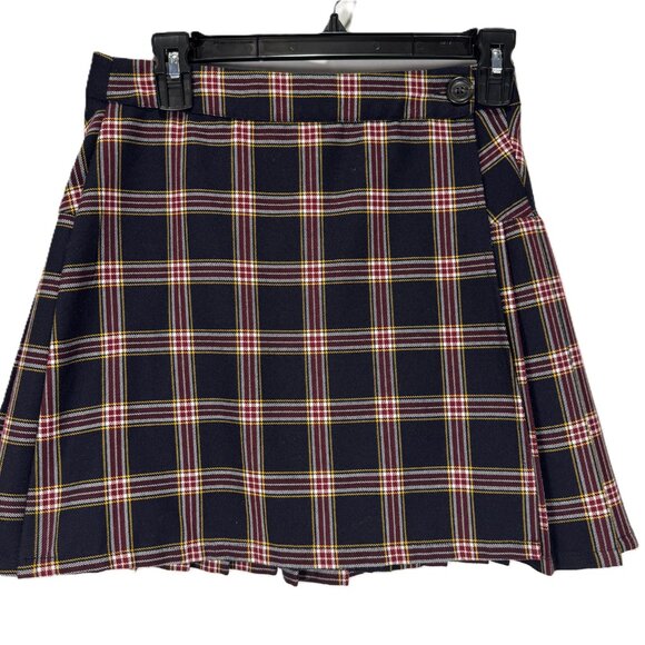 Dresses & Skirts - Plaid Wrap Mini Skirt with Pleated Back, Juniors Size M, or Women's Size S